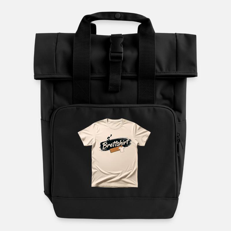 s' Board T-Shirt - Roll Top Backpack with Two Handles - black