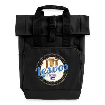 Lesbos Insel in Griechenland Retro Urlaub Souvenir - Rolltop Rucksack mit zwei Griffen - Schwarz - Vorne