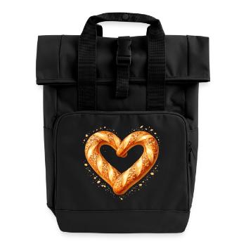 Herz aus Brot Backen Bäcker Küche Design  - Rolltop Rucksack mit zwei Griffen - Schwarz - Vorne