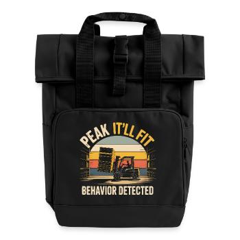 Wird schon passen | Staplerfahrer Humor - Rolltop Rucksack mit zwei Griffen - Schwarz - Vorne