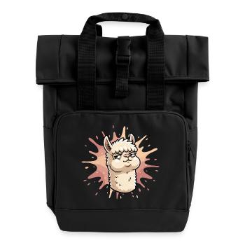 Confident Llama Splash - Roll Top Backpack with Two Handles - black - Front