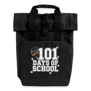 101 Tage Schule Dackel Brille Pfoten süß Kinder - Rolltop Rucksack mit zwei Griffen - Schwarz - Vorne