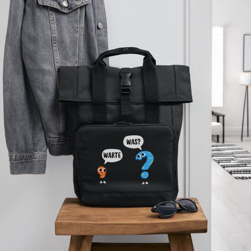 Wait, what? - Wait, what? - Comic punctuation marks Roll Top Backpack with Two Handles