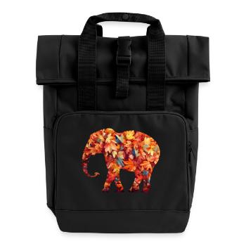 Elefant im Herbstlaub - Rolltop Rucksack mit zwei Griffen - Schwarz - Vorne
