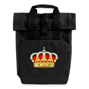 royal crown heraldry king - Roll Top Backpack with Two Handles - black - Front