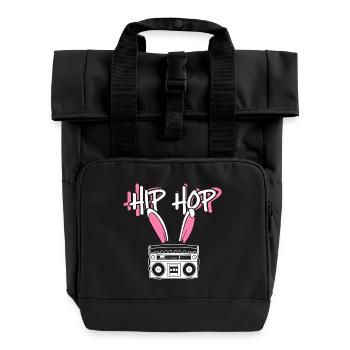 Hip Hop - Rolltop Rucksack mit zwei Griffen - Schwarz - Vorne