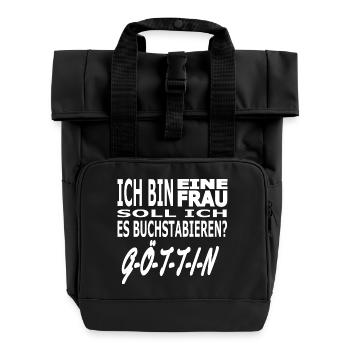 I am a woman goddess sayings Mallorca party - Roll Top Backpack with Two Handles - black - Front