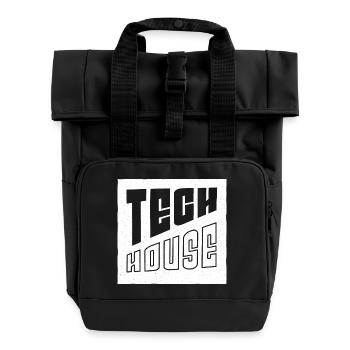 Tech House art design for raver, EDM festival - Roll Top Backpack with Two Handles - black - Front