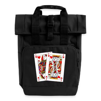 Königin und König der Herzen - Rolltop Rucksack mit zwei Griffen - Schwarz - Vorne