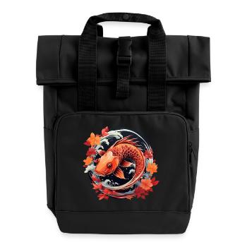 Poisson koï d’automne au coucher du soleil - Sac à dos Roll Top à deux anses - noir - Devant