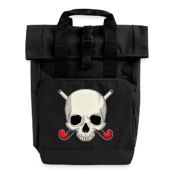 Croûte de hockey sur gazon en forme de crâne - Sac à dos Roll Top à deux anses - noir - Devant