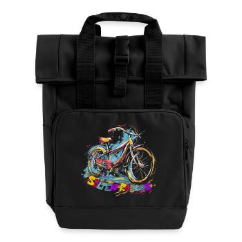 Selten Radlos Radfahrer - Rolltop Rucksack mit zwei Griffen - Schwarz - Vorne