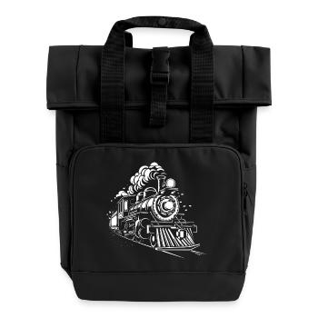 Dampflokomotive - Rolltop Rucksack mit zwei Griffen - Schwarz - Vorne