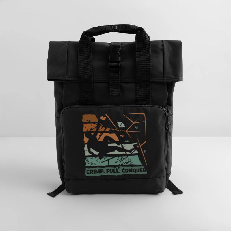 Bouldering – Crimping. Pull. Conquer. Roll Top Backpack with Two Handles