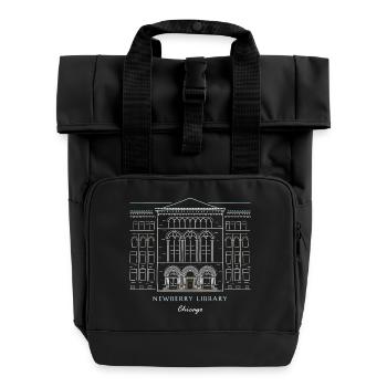 Historisches Chicago Bibliotheksdesign - Rolltop Rucksack mit zwei Griffen - Schwarz - Vorne