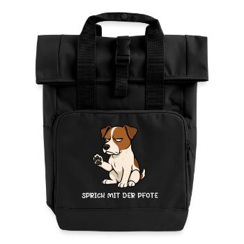 Sprich mit der Pfote Jack Russel terrier Jackie  - Rolltop Rucksack mit zwei Griffen - Schwarz - Vorne