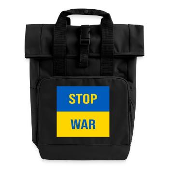 STOP WAR - Rolltop Rucksack mit zwei Griffen - Schwarz - Vorne