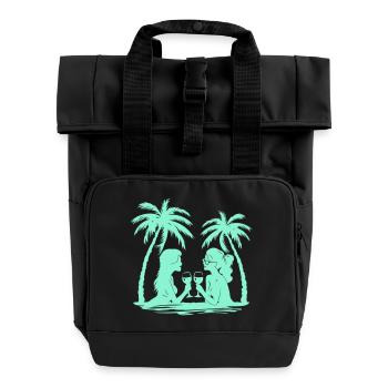Women Silhouettes Design - Roll Top Backpack with Two Handles - black - Front