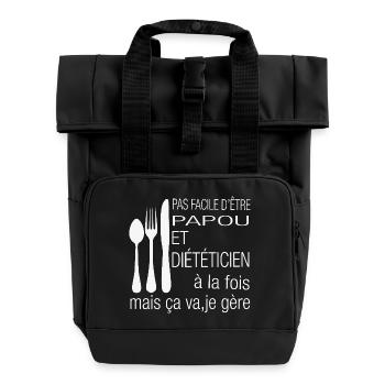 Papua and dietician – I manage! - Roll Top Backpack with Two Handles - black - Front