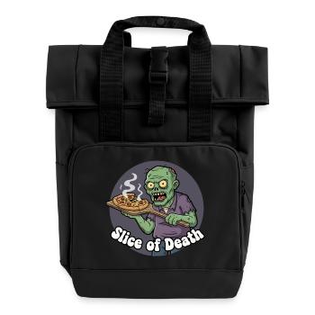 Zombie Pizza Scheibe - Rolltop Rucksack mit zwei Griffen - Schwarz - Vorne