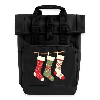 Drei Strümpfe Weihnachtsmuster - Rolltop Rucksack mit zwei Griffen - Schwarz - Vorne