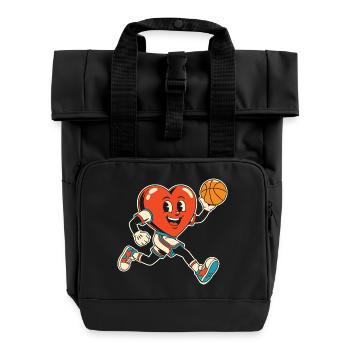 Basketball Heart Mascot Sprint - Roll Top Backpack with Two Handles - black - Front