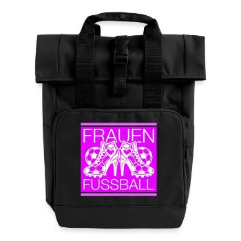 Frauenfussball Fussballschuhe Symbol - Rolltop Rucksack mit zwei Griffen - Schwarz - Vorne