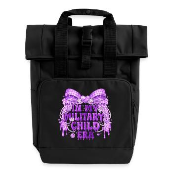 Military Child Era Lila | Militair Kindergeschenk - Rolltop Rucksack mit zwei Griffen - Schwarz - Vorne