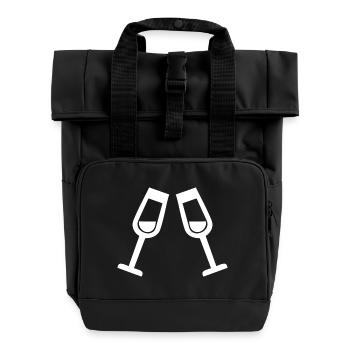 Glasses - Roll Top Backpack with Two Handles - black - Front