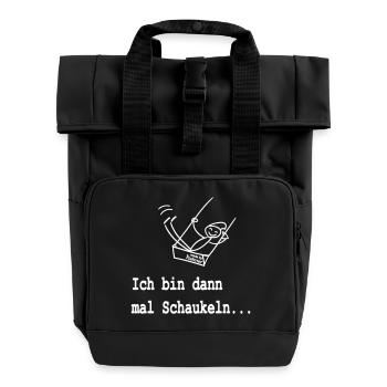 Ich bin dann mal Schaukeln - Rolltop Rucksack mit zwei Griffen - Schwarz - Vorne