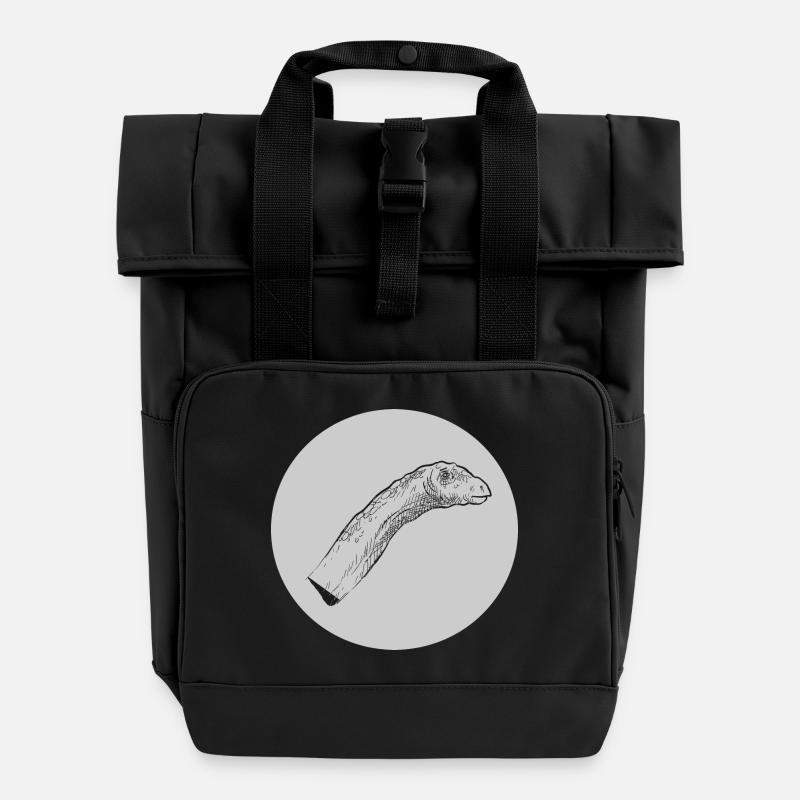 Long-neck Dino dinosaur dinosaur - Roll Top Backpack with Two Handles - black