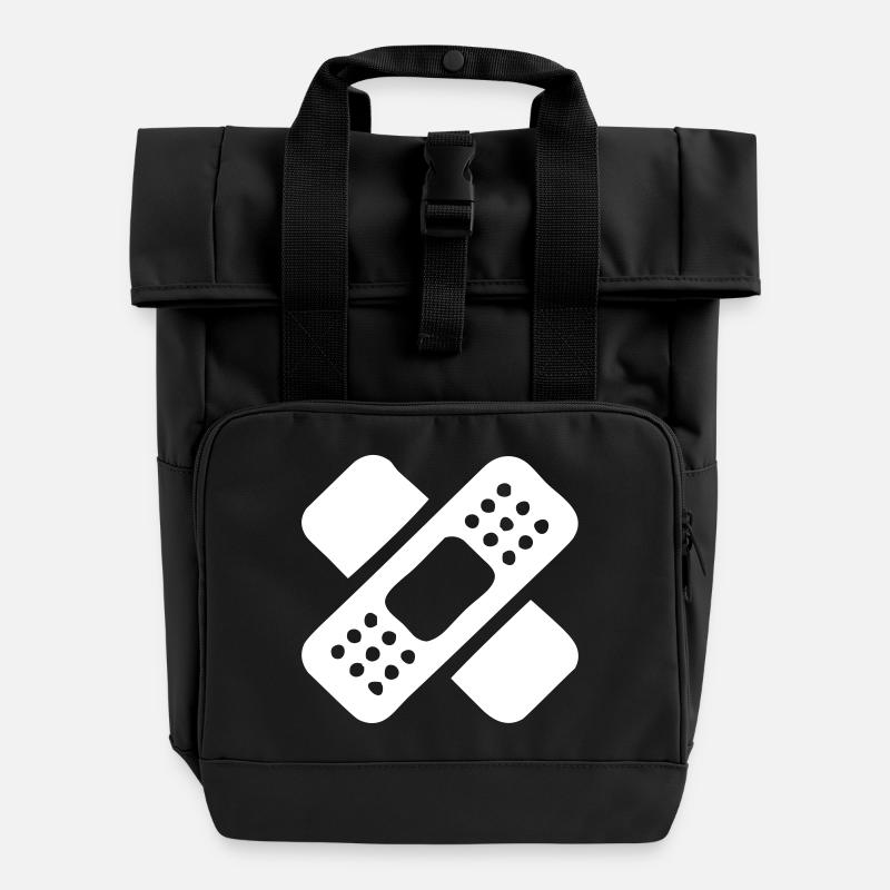 Dispositifs transdermique - Sac à dos Roll Top à deux anses - noir