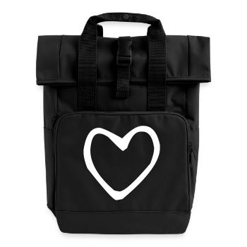 Coeur dessiné blanc - Sac à dos Roll Top à deux anses - noir - Devant
