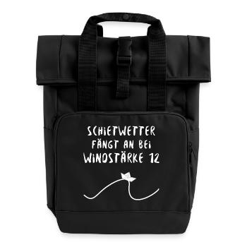 Schietwetter Welle Boot - Rolltop Rucksack mit zwei Griffen - Schwarz - Vorne