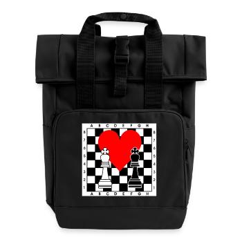 Échiquier avec cœur - Sac à dos Roll Top à deux anses - noir - Devant