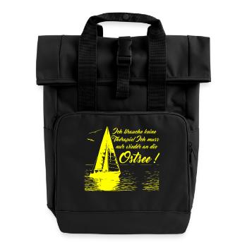 Keine Therapie ich muss nur wieder an die Ostsee - Rolltop Rucksack mit zwei Griffen - Schwarz - Vorne