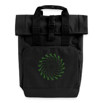 dotted shape rotated wind turbine green - Roll Top Backpack with Two Handles - black - Front