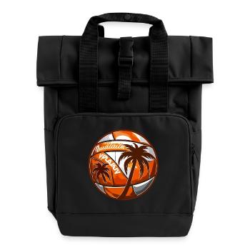 Beach Volleyball mit Palmen - Rolltop Rucksack mit zwei Griffen - Schwarz - Vorne