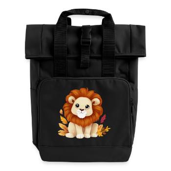 Lion d’automne - feuilles et feuillage panachés - Sac à dos Roll Top à deux anses - noir - Devant