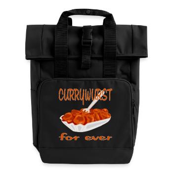 Currywurst is delicious - Roll Top Backpack with Two Handles - black - Front