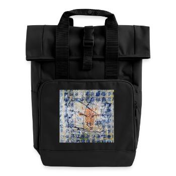 Abstraktes Tierporträt mit Kuh - Rolltop Rucksack mit zwei Griffen - Schwarz - Vorne