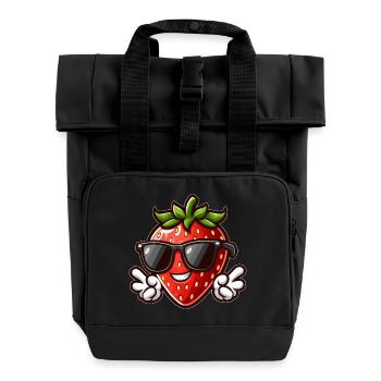 Coole Erdbeere Peace Fruchtig Sommerdesign - Rolltop Rucksack mit zwei Griffen - Schwarz - Vorne