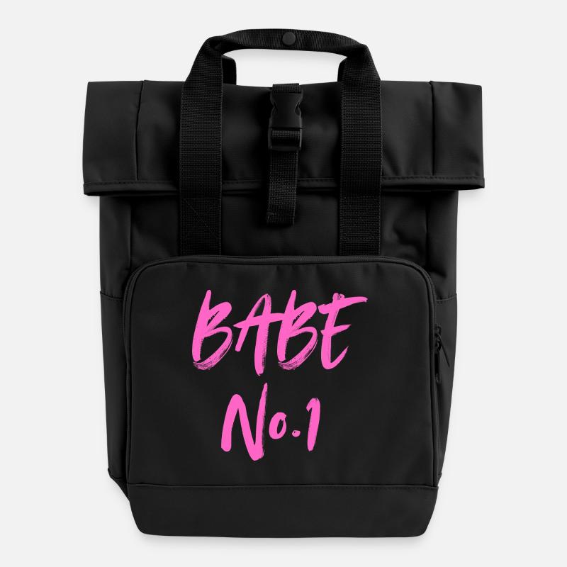 BABE No. 1 - Rolltop Rucksack mit zwei Griffen - Schwarz