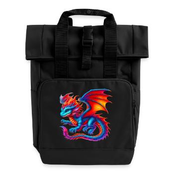 Dragon - Roll Top Backpack with Two Handles - black - Front