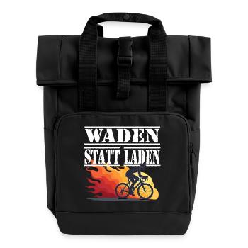 Rennrad Radsport Waden Statt Laden für Radfahrer - Rolltop Rucksack mit zwei Griffen - Schwarz - Vorne