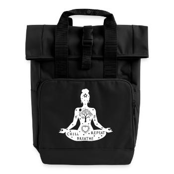 Yoga-Kunst #3 - Rolltop Rucksack mit zwei Griffen - Schwarz - Vorne