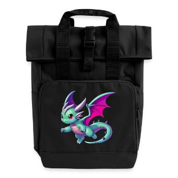 Drache - Rolltop Rucksack mit zwei Griffen - Schwarz - Vorne