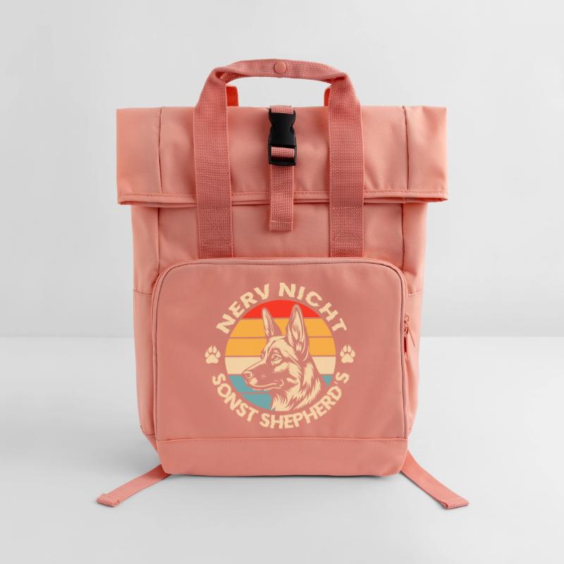 Schäferhund Geschenke Hund Herrchen Gassi Rolltop Rucksack mit zwei Griffen