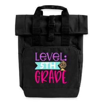 Stufe 5. Klasse - Rolltop Rucksack mit zwei Griffen - Schwarz - Vorne