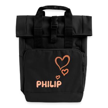 Geschenk für Philip - Rolltop Rucksack mit zwei Griffen - Schwarz - Vorne